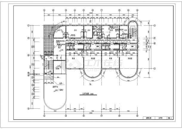 2252平米三层框混幼儿园综合楼建筑结构设计施工cad图纸-图二