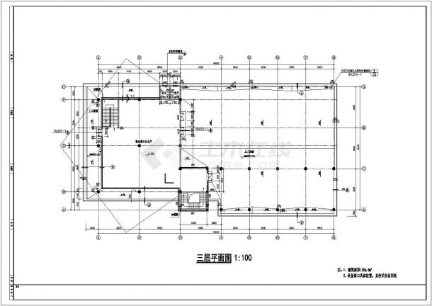某2925.4平米小区会所全套建筑施工设计cad图纸-图二