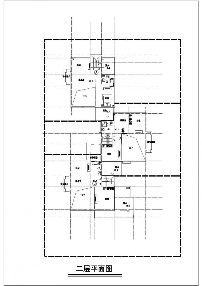 江苏三层错联排式别墅建筑施工设计全套cad图_图1
