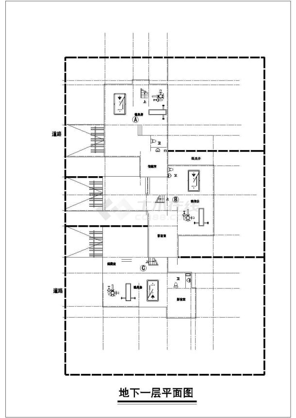 江苏三层错联排式别墅建筑施工设计全套cad图-图二