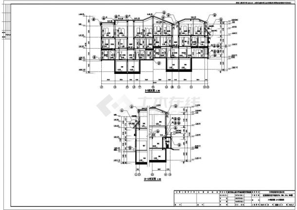 辽宁三层联排式别墅建筑设计cad图（含剖面图）-图一