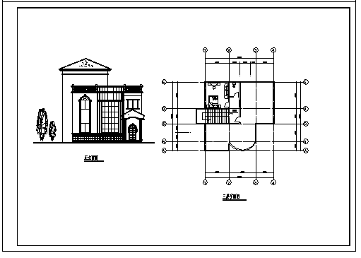 住宅设计_某三层农村欧式住宅全套建筑施工cad图，含12套设计图_图1