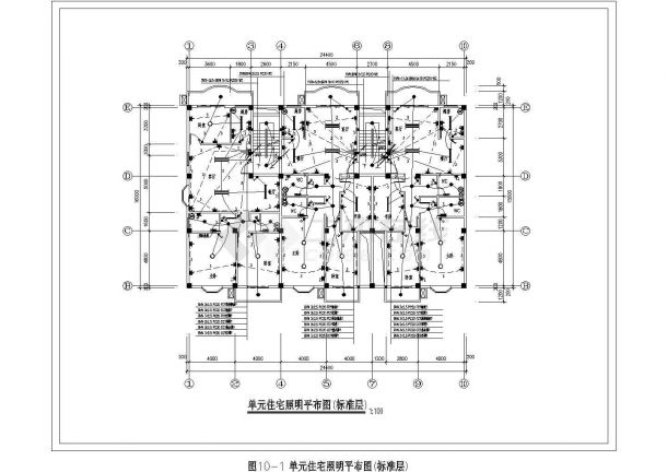 电气设计_某地区单元住宅照明平面布置CAD图-图一