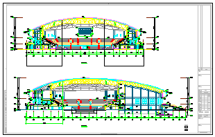 [吉林]6018座钢桁架中央索承网壳组合屋架体育馆cad建筑结构施工图-图二