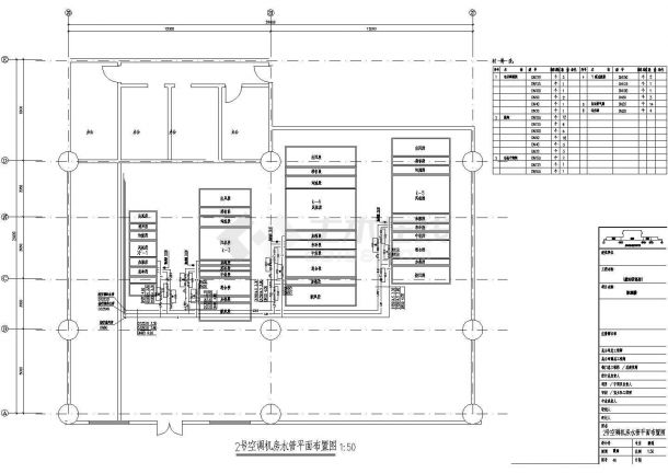 呼和浩特某机场空调机房全套施工设计cad图（含空调机房水管平面布置图）-图二