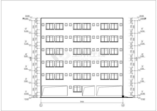 邯郸市会计培训中心2090平米六层框架宿舍楼建筑结构设计CAD图纸-图一
