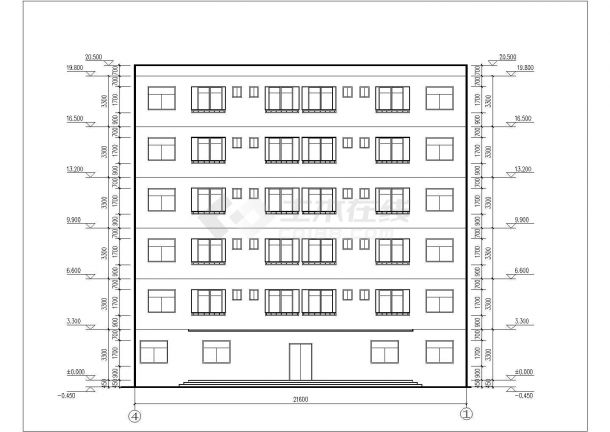 邯郸市会计培训中心2090平米六层框架宿舍楼建筑结构设计CAD图纸-图二