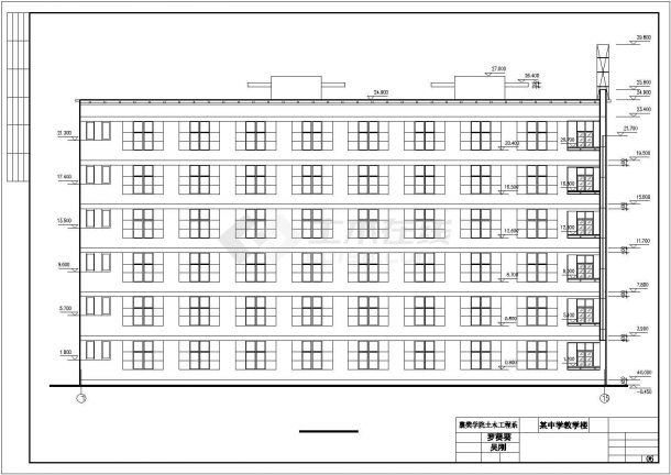 佛山市第二中学3600平米六层框架结构教学楼建筑结构设计CAD图纸-图一