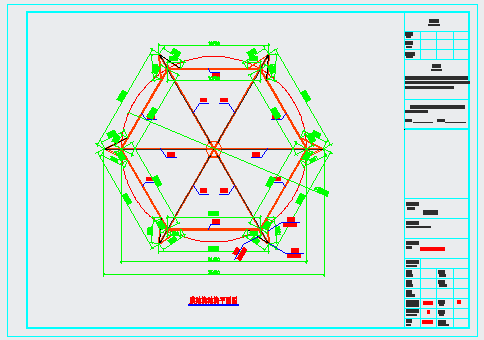 公园六角伞膜结构cad施工图纸_图1