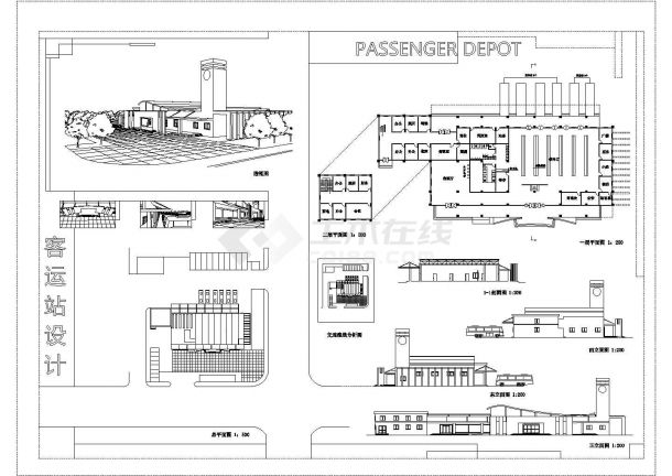 某地区2层客运站建筑设计CAD方案图-图一