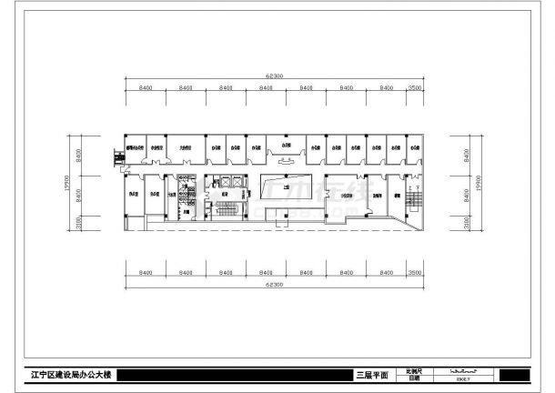 南京某江宁区建设局办公楼全套建筑施工设计cad图纸-图二