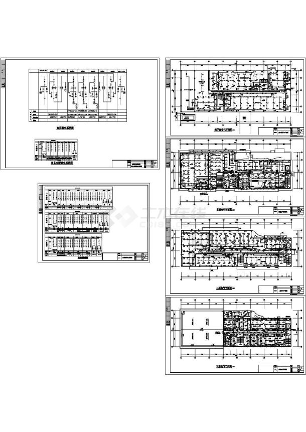 酒店三层办公综合楼电气施工CAD图-图一