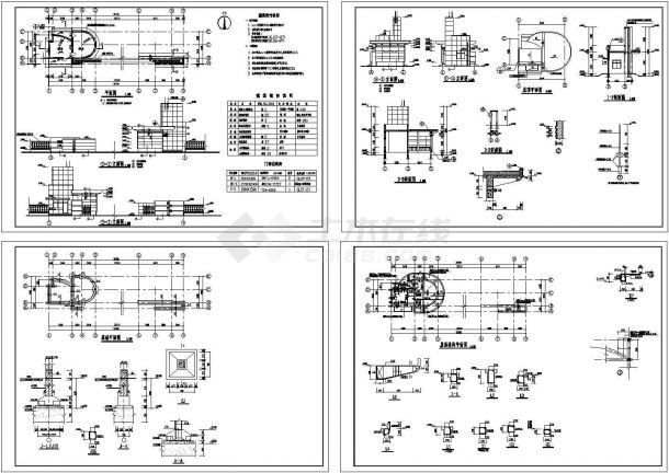 【南京】某工业园传达室大门建筑设计施工CAD全套图纸-图一