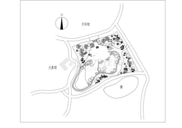 某地大型动物园犀牛馆规划设计cad总平面施工图（标注详细）-图一