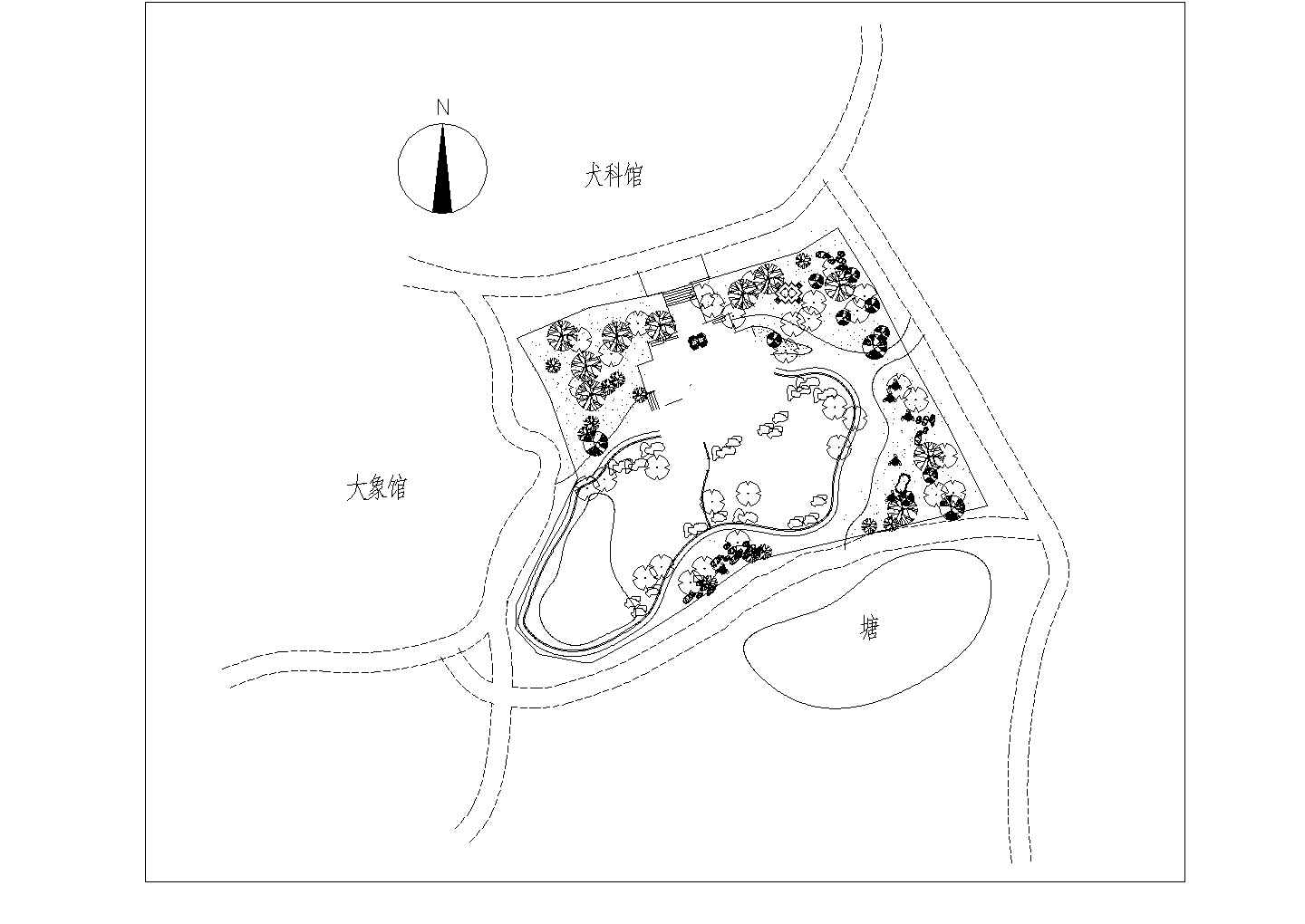 某地大型动物园犀牛馆规划设计cad总平面施工图（标注详细）