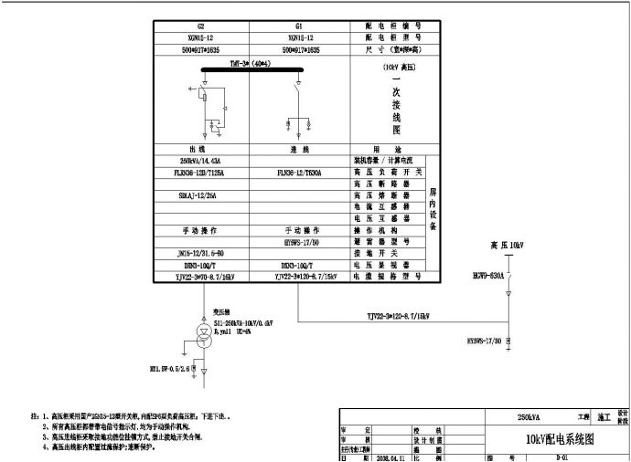 250kVA常规变配电工程设计图_图1
