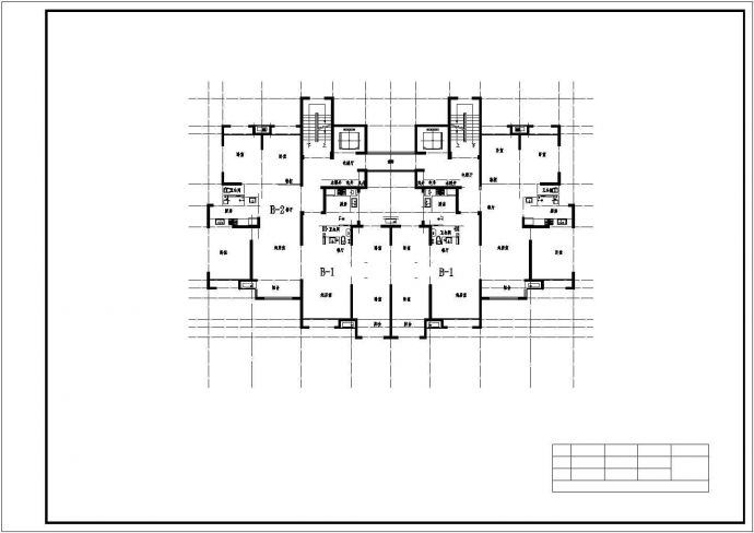 某小区高层一梯六户住宅建筑户型设计施工CAD图纸_图1