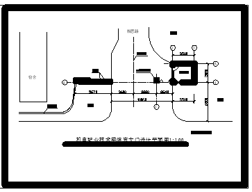 机电学院大门 值班室建筑方案cad设计图【1JPG外观效果图】_图1