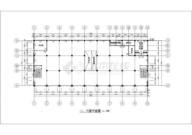 荆州市建南路某4层框架结构百货商场全套建筑设计CAD图纸-图一