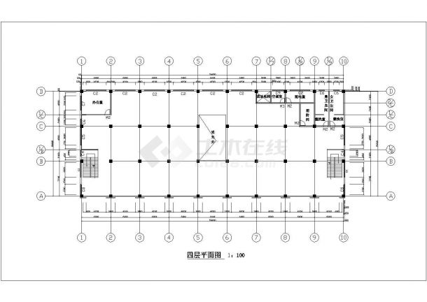 荆州市建南路某4层框架结构百货商场全套建筑设计CAD图纸-图二