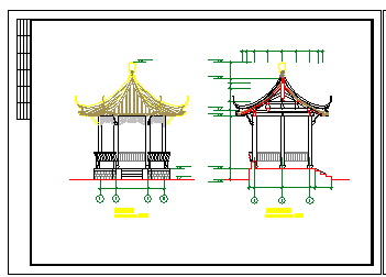 观景六角亭建筑cad施工图纸（长3.6米 宽3.12米）-图二