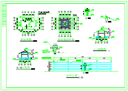  某方亭建筑结构设计cad施工图-图一