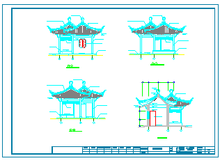  某市公园双亭设计施工CAD平面图