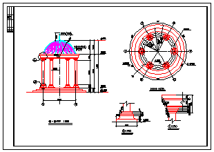 直径4.6米 圆形欧式亭子设计cad施工图-图二