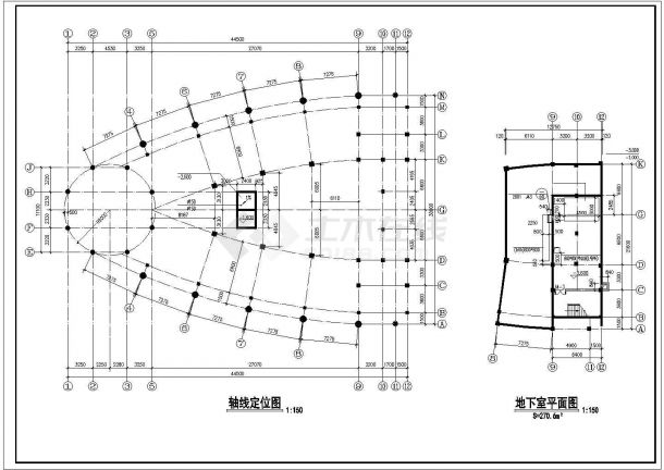 地下1地上9层8588.5平米集团公司科研信息中心[办公楼]建筑施工图纸-图一