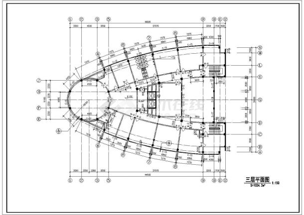 地下1地上9层8588.5平米集团公司科研信息中心[办公楼]建筑施工图纸-图二