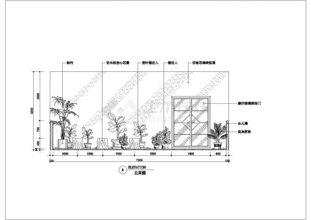 某市中心小区建筑屋顶花园景观设计施工CAD图纸-图二