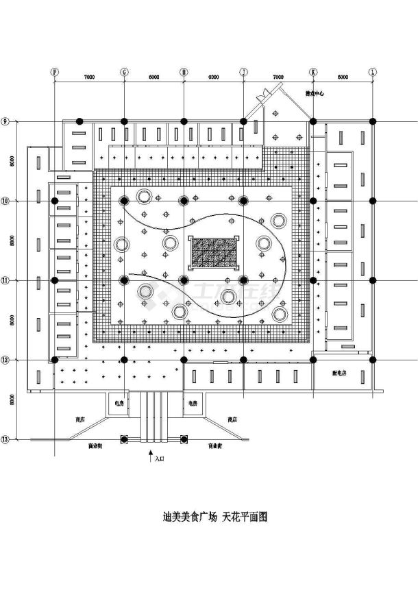 某美食广场天花照明平面CAD图-图一