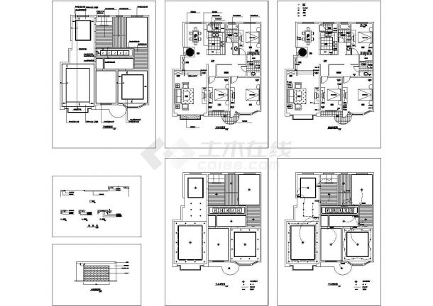 某地大三室室内装修cad平面施工工程图（含平面布置图）-图一