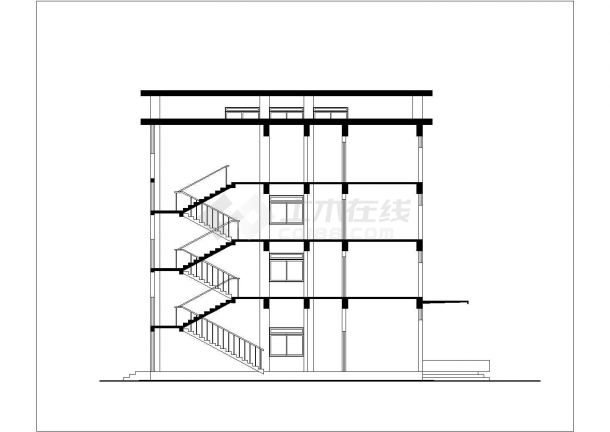 宁波市某建筑设计院2800平米4层钢混框架办公楼建筑结构设计CAD图纸-图二