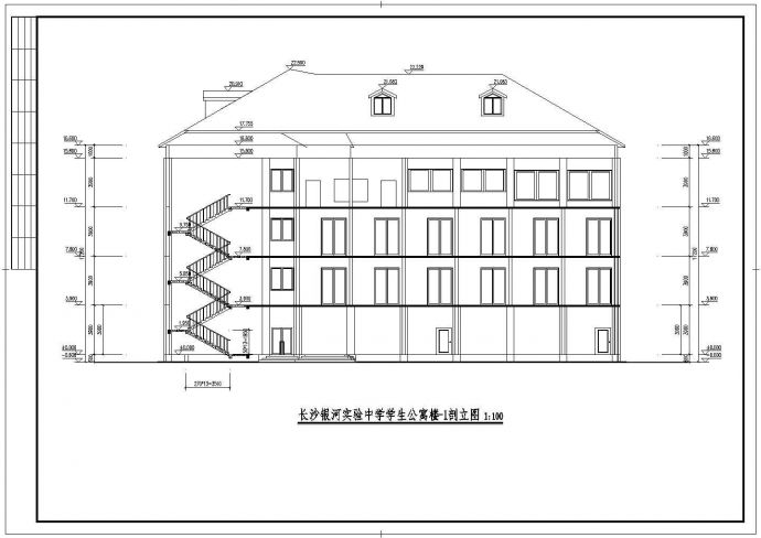 长沙市华远中学4层框架结构学生宿舍楼建筑结构设计CAD图纸_图1