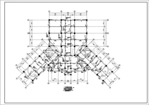 长52.2米宽35米5层框架蝶形地税局办公楼结构施工图-图一