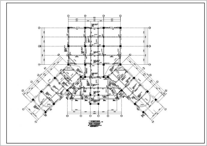 长52.2米宽35米5层框架蝶形地税局办公楼结构施工图_图1