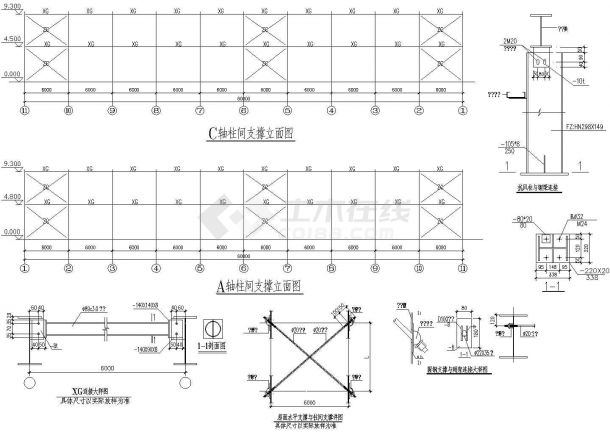 某钢结构厂房结构全套设计cad施工图纸-图二