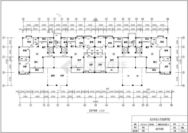 武汉市干江区某社区9100平米10层框架结构住宅楼建筑结构设计CAD图纸-图一