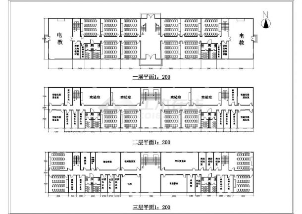 泗阳学校三层教学楼规划设计建筑施工cad图，共二张-图二