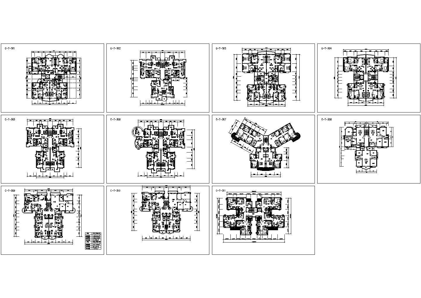 某地区高档小区高层塔式住宅楼建筑设计施工方案CAD图纸