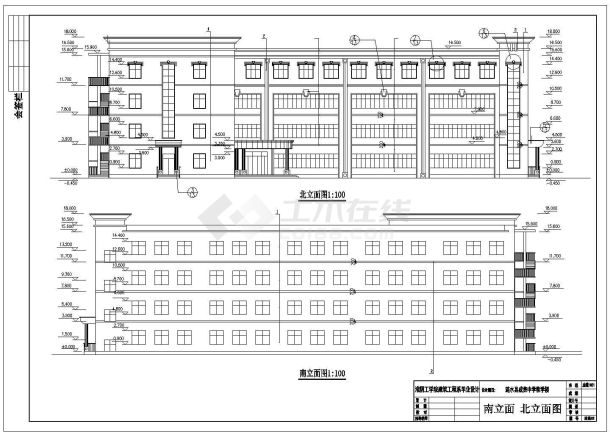 广元市某职业技术学院4千平米4层框混结构教学楼建筑结构设计CAD图纸-图一
