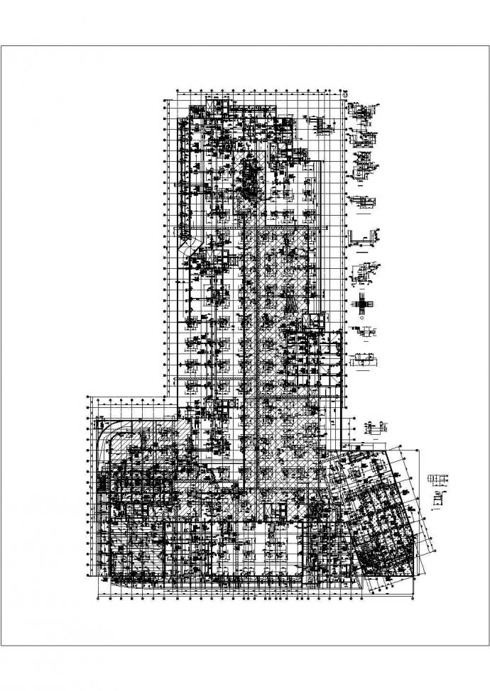 高层办公楼框架结构cad施工设计方案图纸_图1