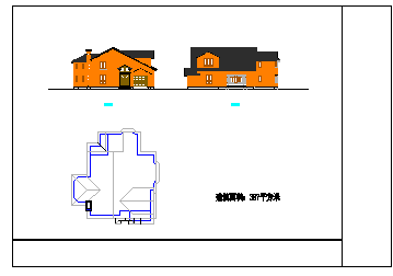 2层美式简约风别墅建筑设计平立面施工CAD参考图-图二