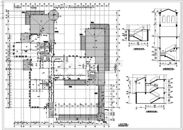 某地大型3层会所建筑施工设计全套图(含平立剖 卫生间平面放大 楼梯剖面图)-图二