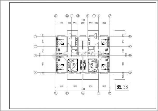 北京住宅户型施工期临建（生活办公）用房设计CAD全套建筑施工图-图二