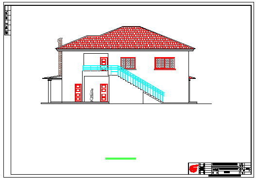 2层坡屋顶别墅建筑施工cad设计图_图1