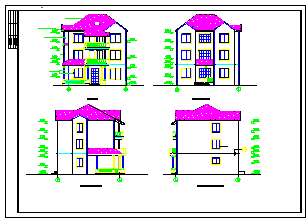 某地3层别墅建筑施工cad设计图_图1