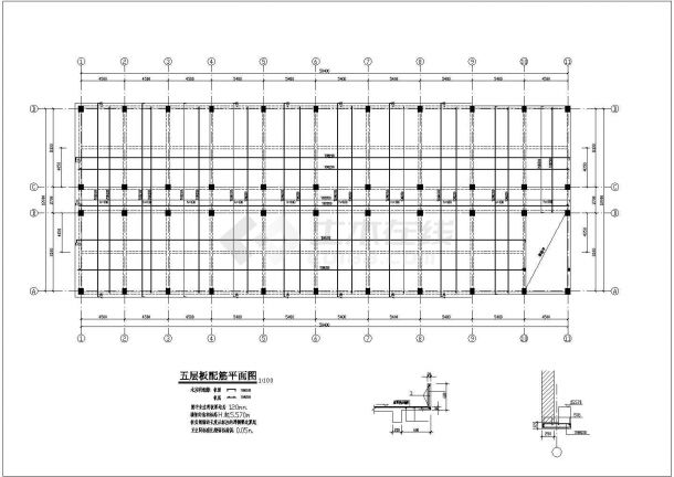 太原市智朗中学5层框架结构教学楼全套结构设计CAD图纸-图一