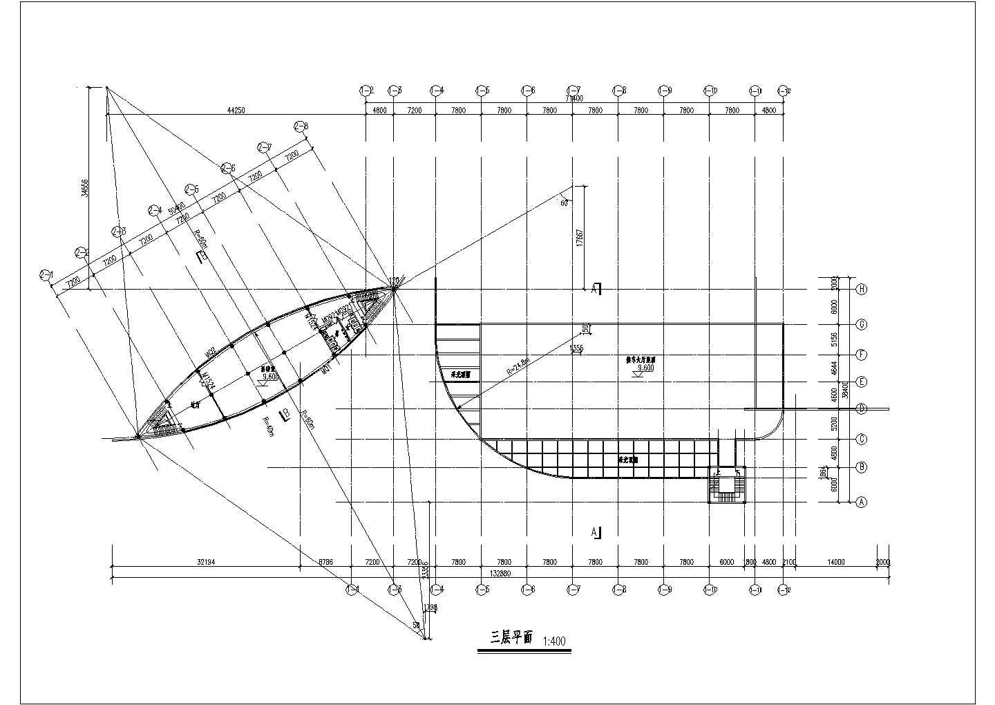 7633平方米长途汽车客运站施工设计cad图纸(五层)